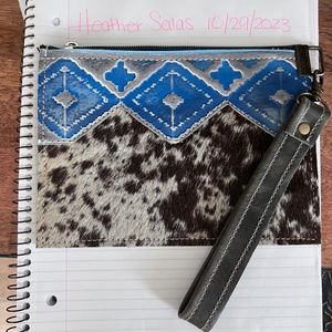 Dancing Cactus Designs Cowhide Wristlet